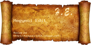 Hegyesi Edit névjegykártya